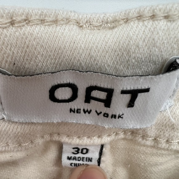 OAT New York High Rise Wide Leg Crop Pant Size 30 Stretch Cotton Natural Beige - Picture 4 of 12